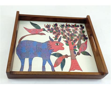 Gond Tribal Art Tray Large Some Fine Handicrafts