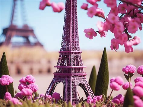 Premium Photo Beautiful Scenery Eiffel Tower With Flower Background