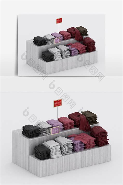 【现代工业风商品柜服装陈设商品组合3d模型】图片下载 包图网