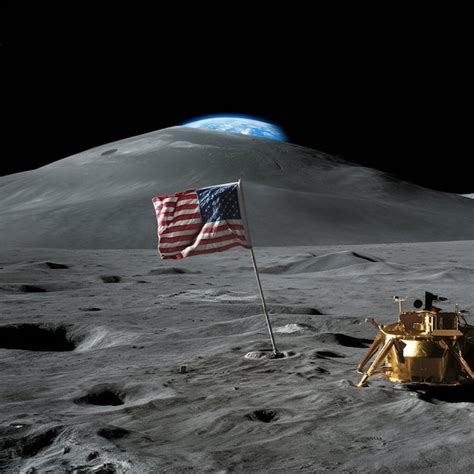 Premium Photo USA Flag On The Moon