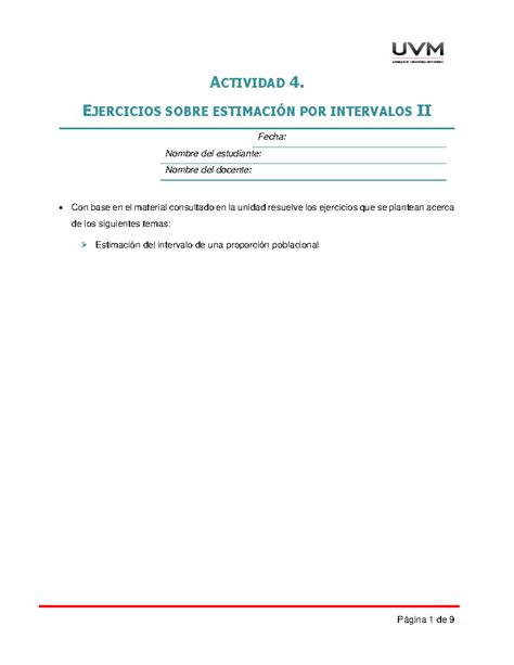 A Ejercicios A Actividad Ejercicios Sobre Estimaci N Por