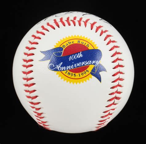Babe Ruth Th Anniversary Commemorative Edition Baseball With Wooden Display Case Pristine