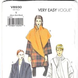 Vogue V Sewing Pattern Misses Loose Fitting Wrap Jacket Uncut