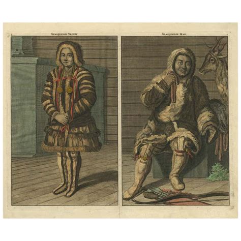 Antique Hand Coloured Print Of Samoyedic People Of Northern Russia C