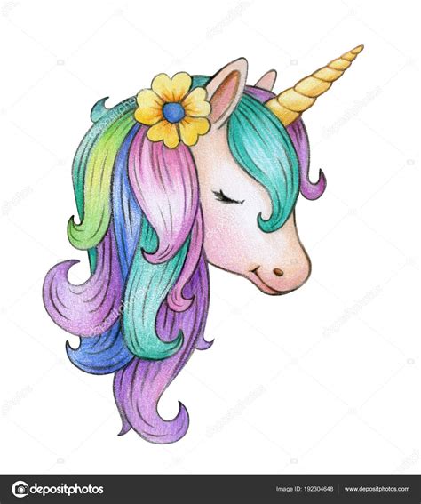 Portrait Colorful Unicorn Isolated White Background Stock Photo By