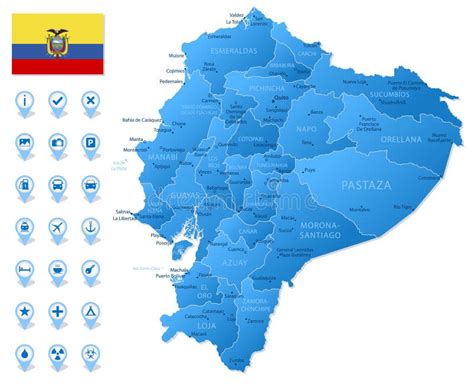 Ecuador Mapa Y Bandera Infographic Ejemplo Detallado Del Vector