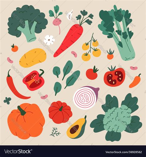 Vegetable food modern drawing Royalty Free Vector Image