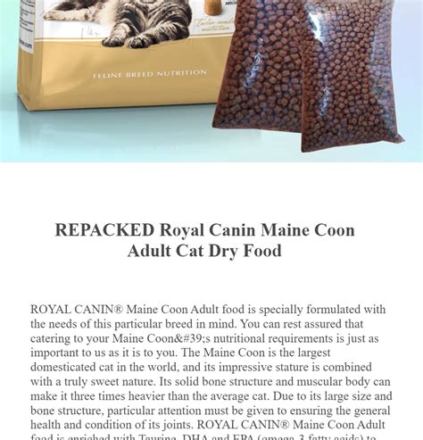 REPACKED Royal Canin Maine Coon Adult Cat Dry Food Repack Cat Food