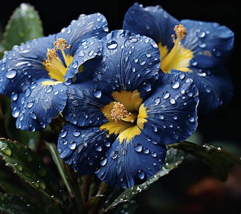 Premium Ai Image There Are Two Blue Flowers With Yellow Centers And