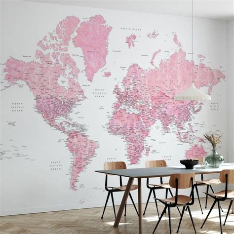 World Map with Cities LIV – stunning wall mural | Mural wallpaper, Wall murals, Mural