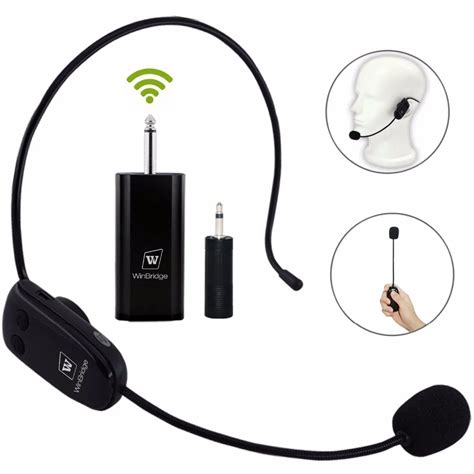 Uhf Wireless Microphone Pro Rechargeable Headset Receiver For Teaching Recording Presentation