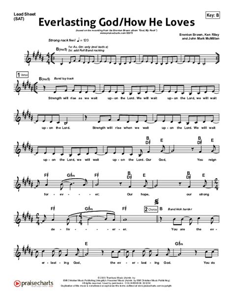 Everlasting God With How He Loves Sheet Music Pdf Brenton Brown Praisecharts