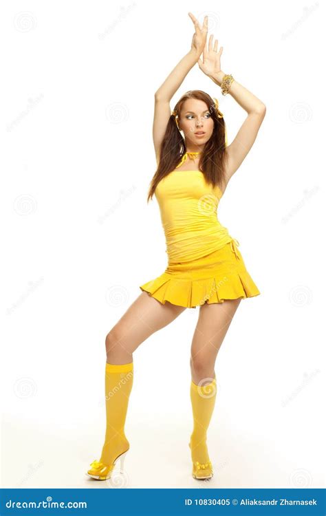 Sex Girl In A Yellow Dress Stock Image Image Of Fashion 10830405