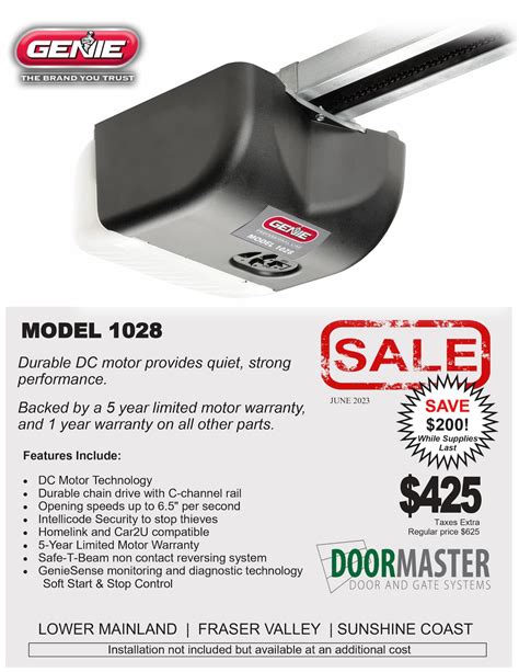 Garage Door Opener Sale Genie 1028 Canadian Doormaster