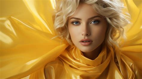 Premium Ai Image Blonde Woman Wearing Yellow Clothes