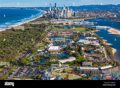 Surfers Paradise Aus Sept 04 2016 Aerial View Of Seaworld Theme Park