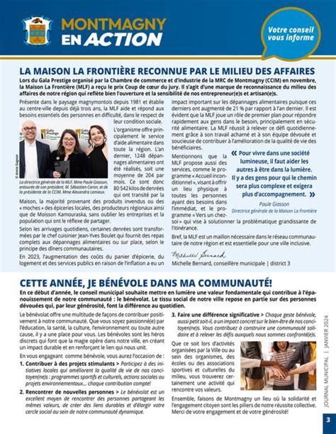 Communications Montmagny Journal Municipal JANVIER 2024 Page 2 3