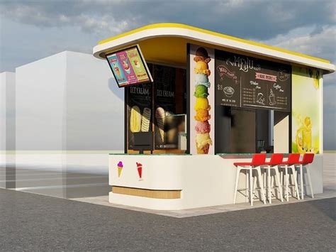 A Customized Kiosk Design With 3d Model 3d Renders Plan Elevations