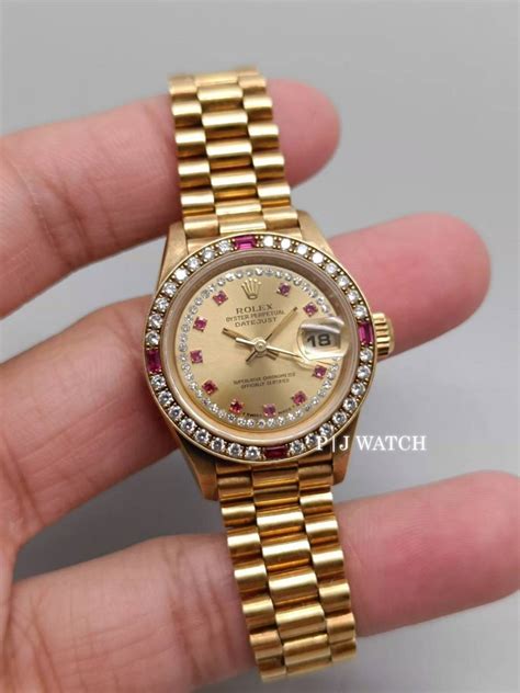 Rolex Lady Datejust 26mm President Factory Ruby String Diamond Dial Ref69178