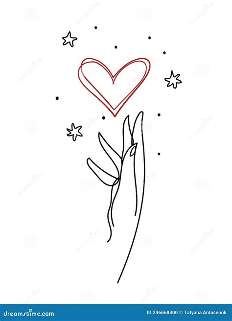 Hand Touching the Heart Continius Line Art Icon. Aesthetic Symbol for a ...