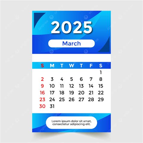 2025년 3월 달력 하늘색 벡터 템플릿 Psd 다운로드 디자인 자료 다운로드