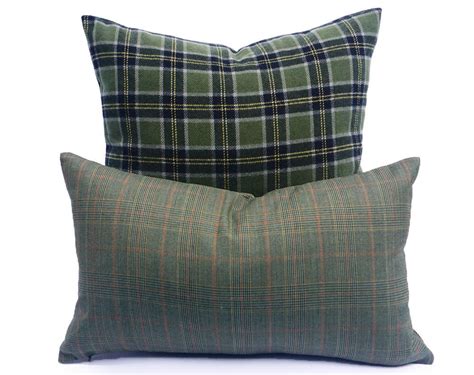 Sage Green Plaid Pillow Grey Green Throw Pillow Rustic Lodge Etsy