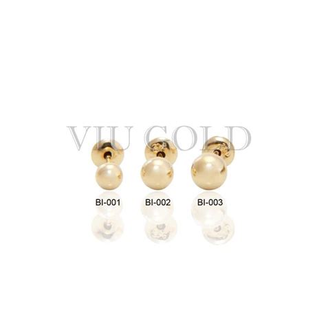 Brinco Bola Em Ouro 18k Amarelo De 4 0 Mm Tarracha Baby VIU GOLD