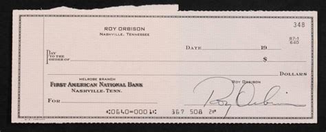 ROY ORBISON SIGNED BLANK CHECK - Current price: $300
