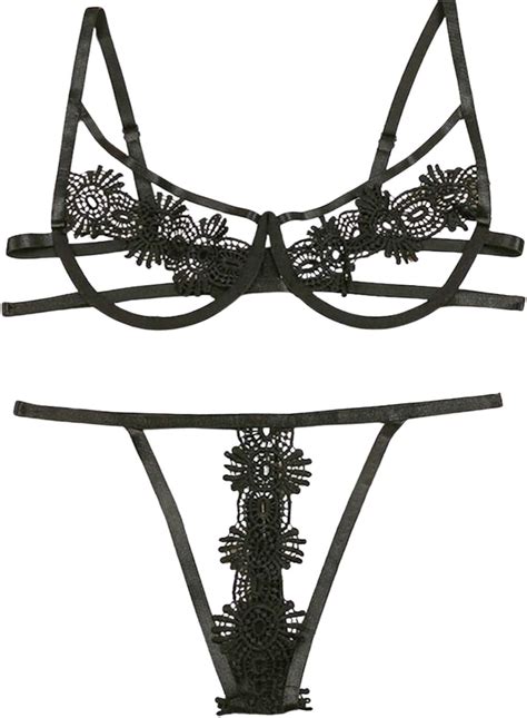 Women Sexy Lingerie See Though Set Glittering Halter Deep V Neck