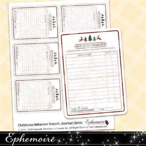 Junk Journal Printable Santa Report Card Naughty Or Nice Etsy