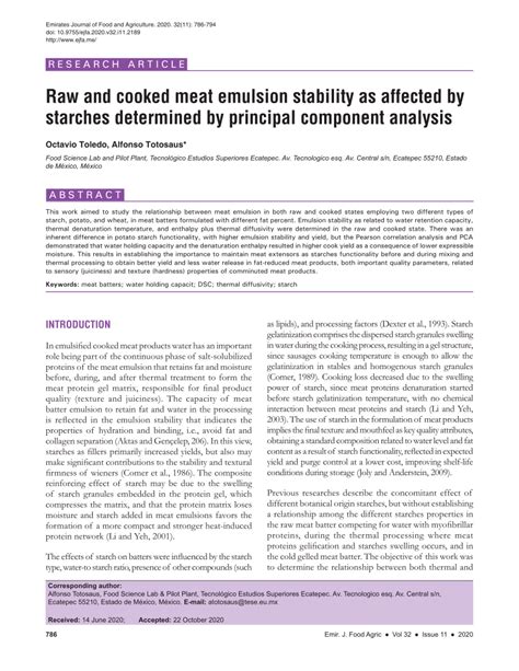 Pdf Raw And Cooked Meat Emulsion Stability As Affected By Starches