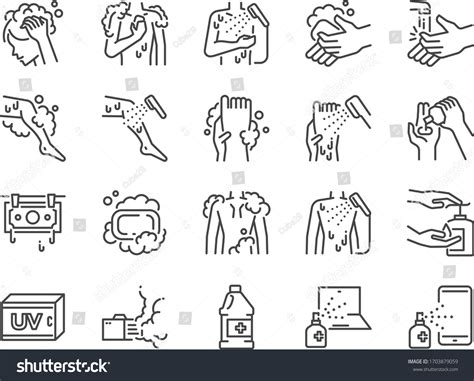 Body Wash Line Icon Set Included Icons As Wash Royalty Free Stock