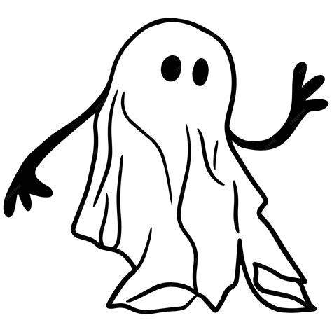 Premium Vector Black And White Illustration Of A Cute Ghost For Your Design