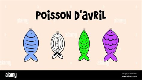 French April Fool S Day Poisson D Avril Design For Greeting Card