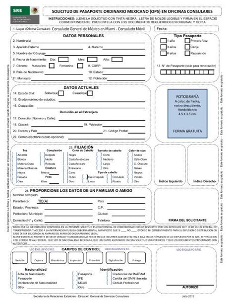 Solicitud MatrÍcula Consular Secretaría De Relaciones