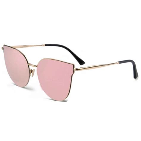 Owl ® Eyewear Sunglasses 86010 C5 Women’s Metal Fashion Gold Frame Pink Mirror Lens One Pair