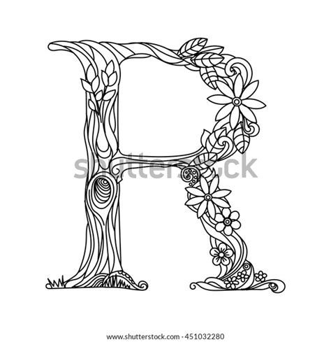 Floral Alphabet Letter Coloring Book Adults Stock Vector Royalty Free 451032280 Shutterstock