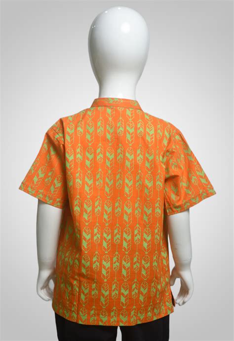 SHOISHOB BANGLADESH Papaya Orange Color All Over Pattern Screen Printed