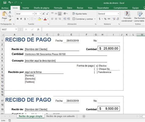 Plantilla De Excel Recibos De Pago Derechoenmexicomx Formato De