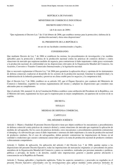 Anexos Rep Blica De Panam Ministerio De Comercio E Industrias