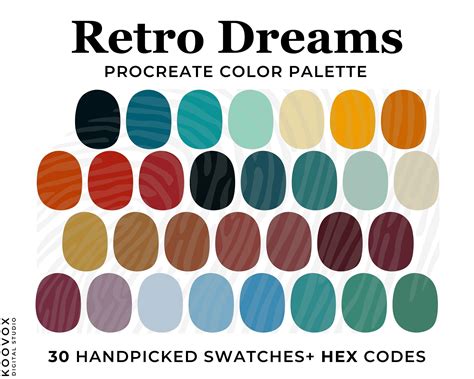 Retro S Color Palette Retro Procreate Swatches Hex Codes Vintage