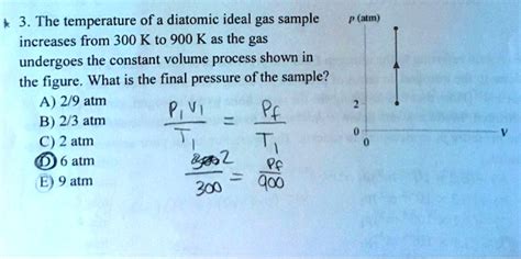 SOLVED The Temperature Of A Diatomic Ideal Gas Sample Increases From