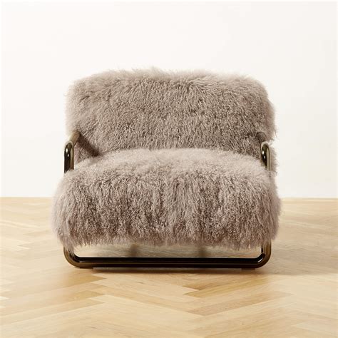 Ren Modern Grey Sheepskin Fur Accent Chair Cb2 Canada
