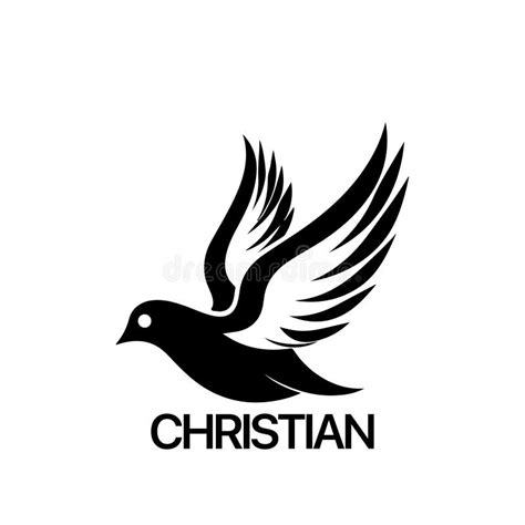 Christian Logo Template with Dove, Pigeon. Black and White Christian ...