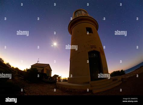 Stars And The Moon At Night At The Vlamingh Head Lighthouse Exmouth