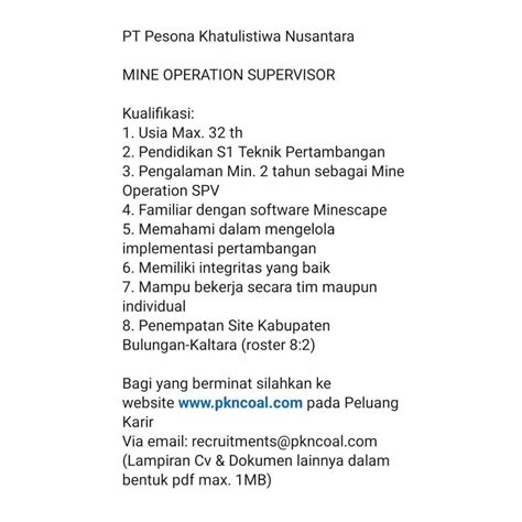 Lowongan Kerja PT Pesona Khatulistiwa Nusantara Oktober 2022 TAMBNAS