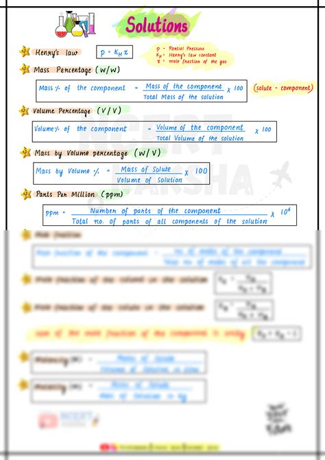 Solution Class Chemistry Formula Sheet Studypool