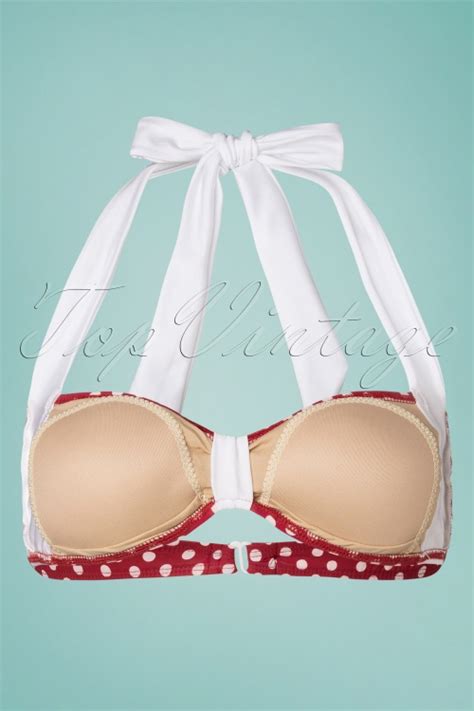 S Sandy Polkadot Bikini Top In Red And White