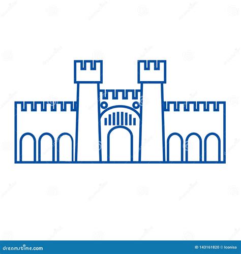 Fortress Illustration Line Icon Concept Fortress Illustration Flat