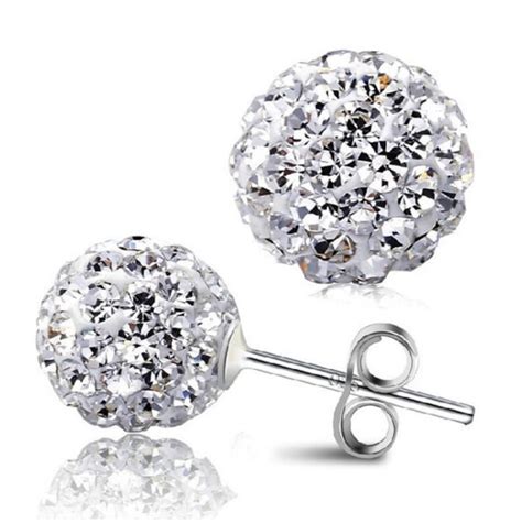 925 Sterling Silver 8mm Crystal Ball Earring Minimalistic Etsy